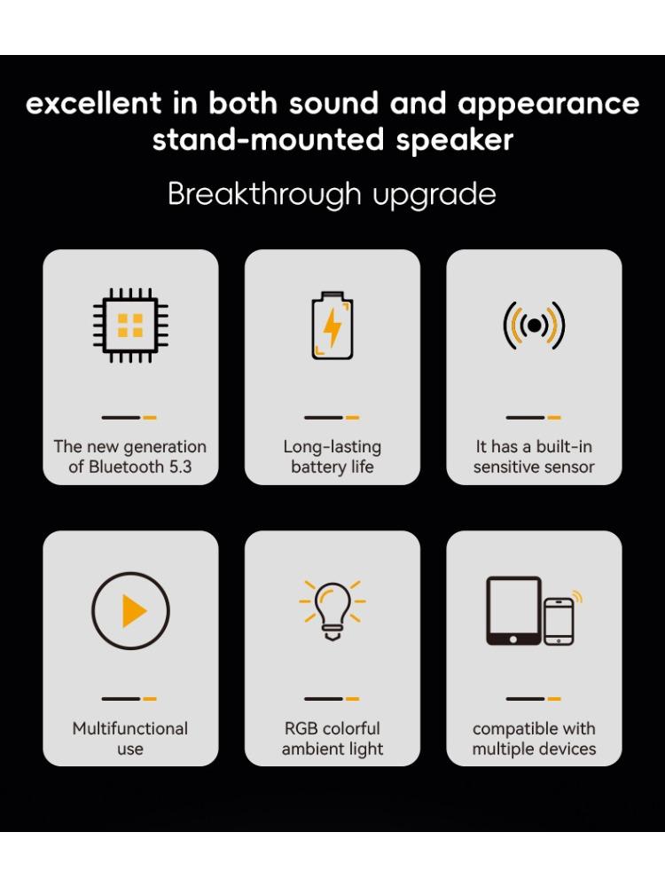 1Pc Smart Sensor Phone Holder Wireless Bluetooth Speaker Home Office Live Streaming Charging 5-in-1 Speaker