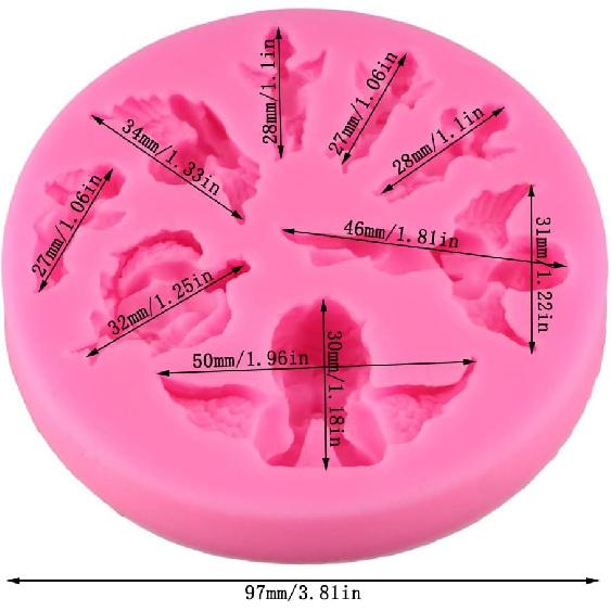 8 Fairy Sizes Shapes Angel Baby 3D Wing Silicone Mold Tools for Make Chocolates Hard Candies Desserts Ice Candles Soap Baking Cake Decor