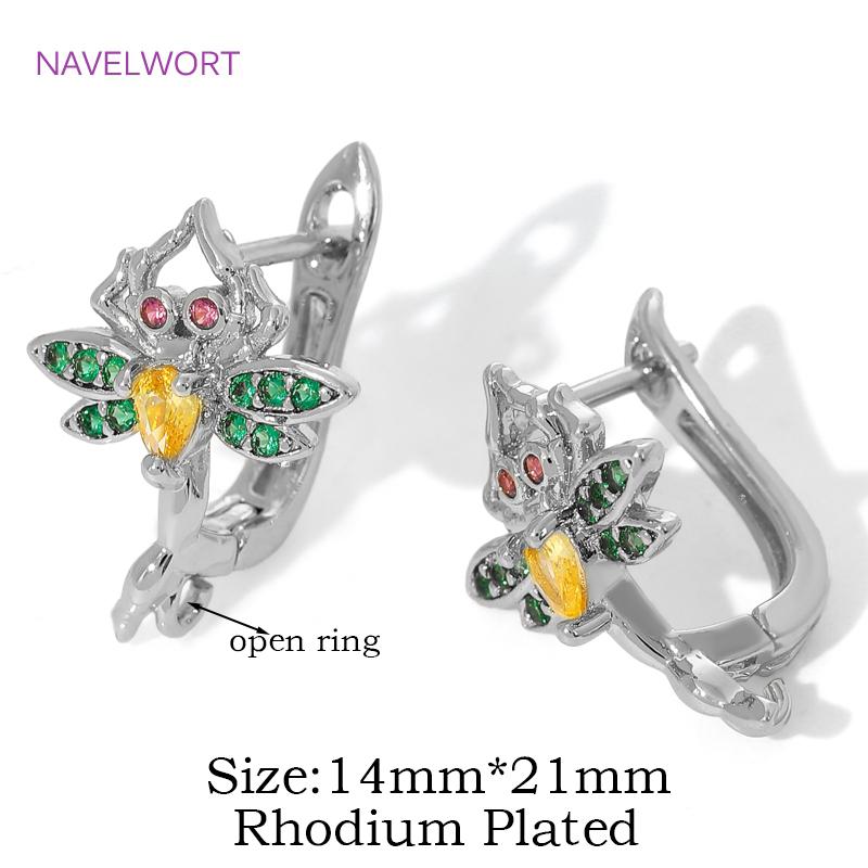 18K Gold Plated Inlaid Zircon Earwires Earring Hooks,Flower Earring Fixtures,Fasteners For Earrings,Earring Making Accessories