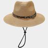 Summer Leopard Print Sun Hat With Wide Brim For Outdoor Beach Travel