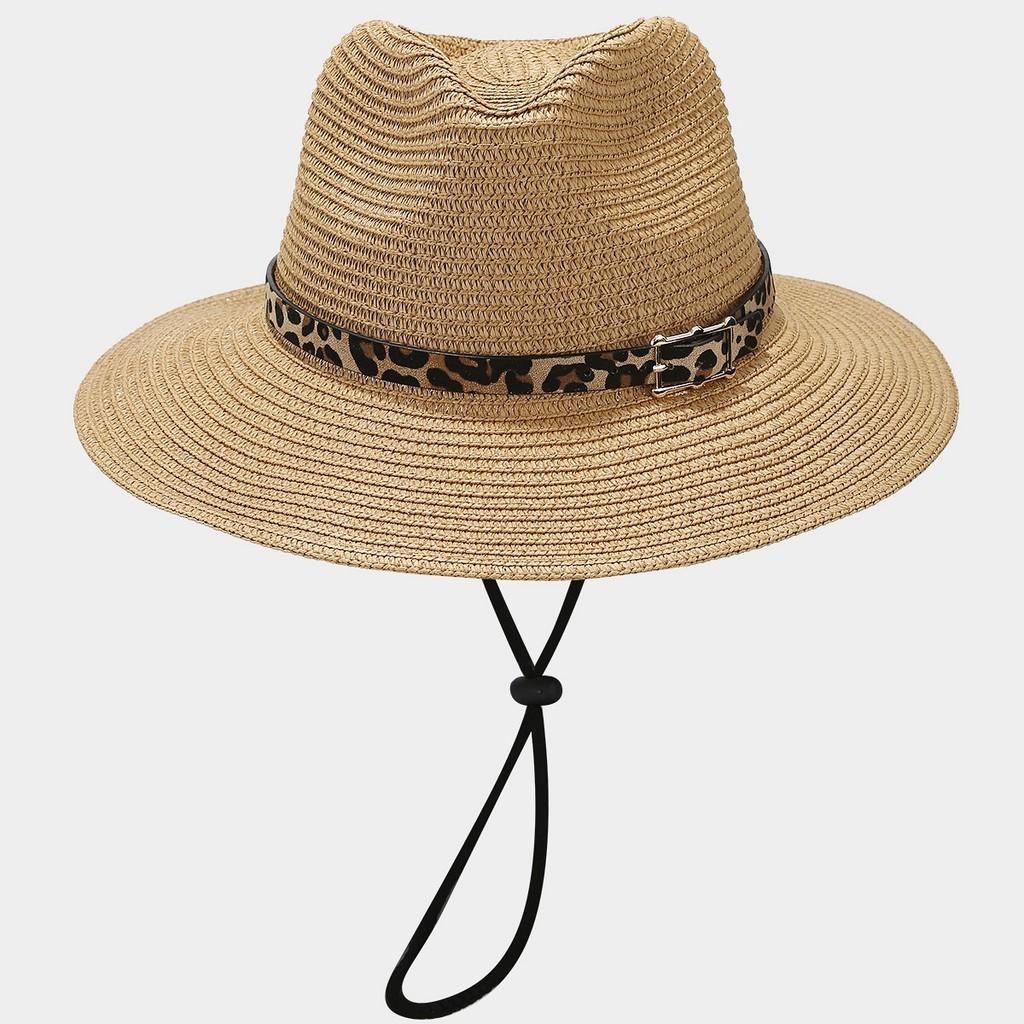 Summer Leopard Print Sun Hat With Wide Brim For Outdoor Beach Travel