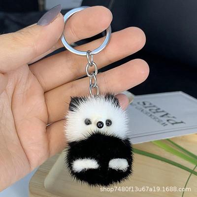 Adorable Red Panda Mink Fur Keychain Plush - Cute Bag Charm & Small Gift
