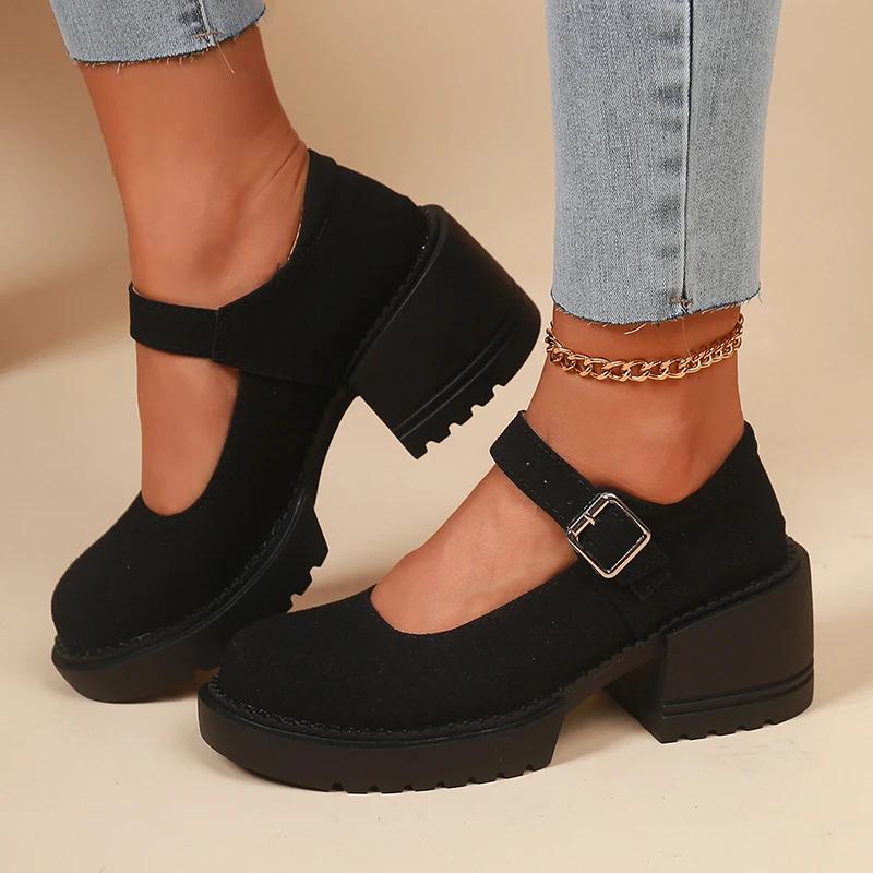 Patent Leather High Heels Mary Jane Shoes for Women Fashion Buckle Strap Platform Pumps Woman Japanese Thick Heel Lolita Shoes