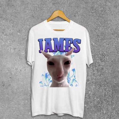 James Lustiges Katzen-Meme T-Shirt, Alberne Katzen Shirt, Brainrot Shirts, Cringe Tee