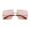 Fashion Oversized Square Rimless Sunglasses Women Men Designer Ocean Blue Pink Lens Frameless Sun Glasses Gradient Shades S30D