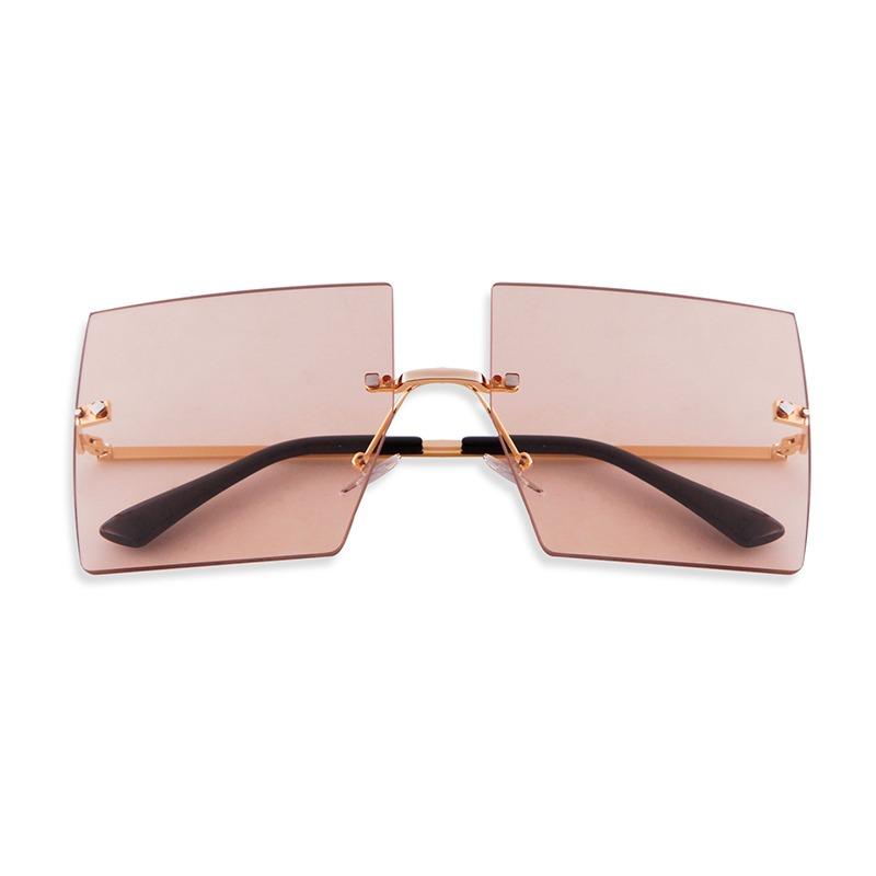 Fashion Oversized Square Rimless Sunglasses Women Men Designer Ocean Blue Pink Lens Frameless Sun Glasses Gradient Shades S30D