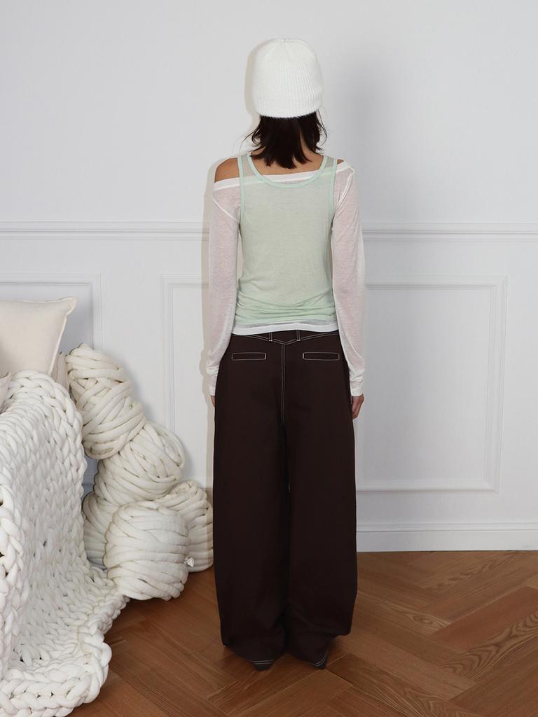 MEENDERI 2Way Sheer Layered Top - White