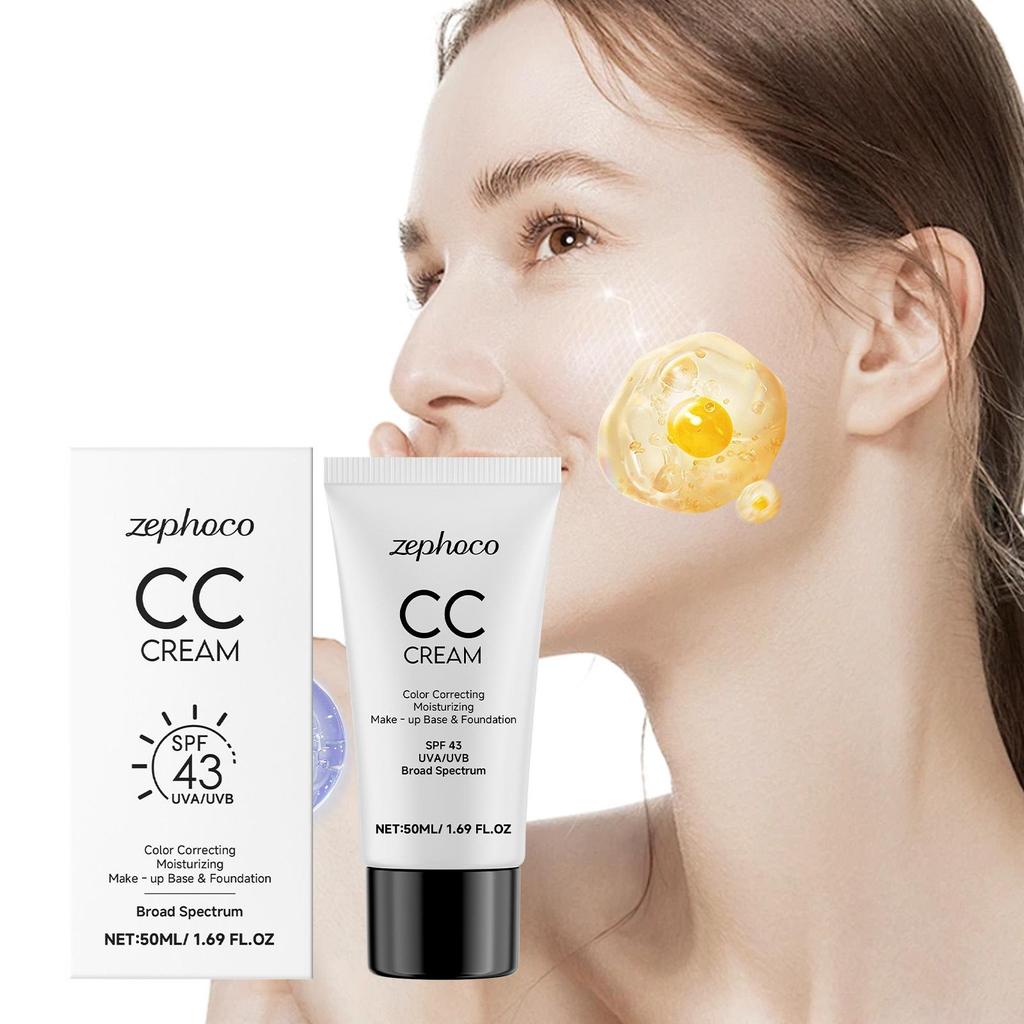 zephoco CC kremas makiažo pagrindas Apsauga nuo UV spindulių Drėkinamoji makiažo bazė Spalvos korekcija Kosmetika 43 SPF Veido kremas makiažo pagrindas