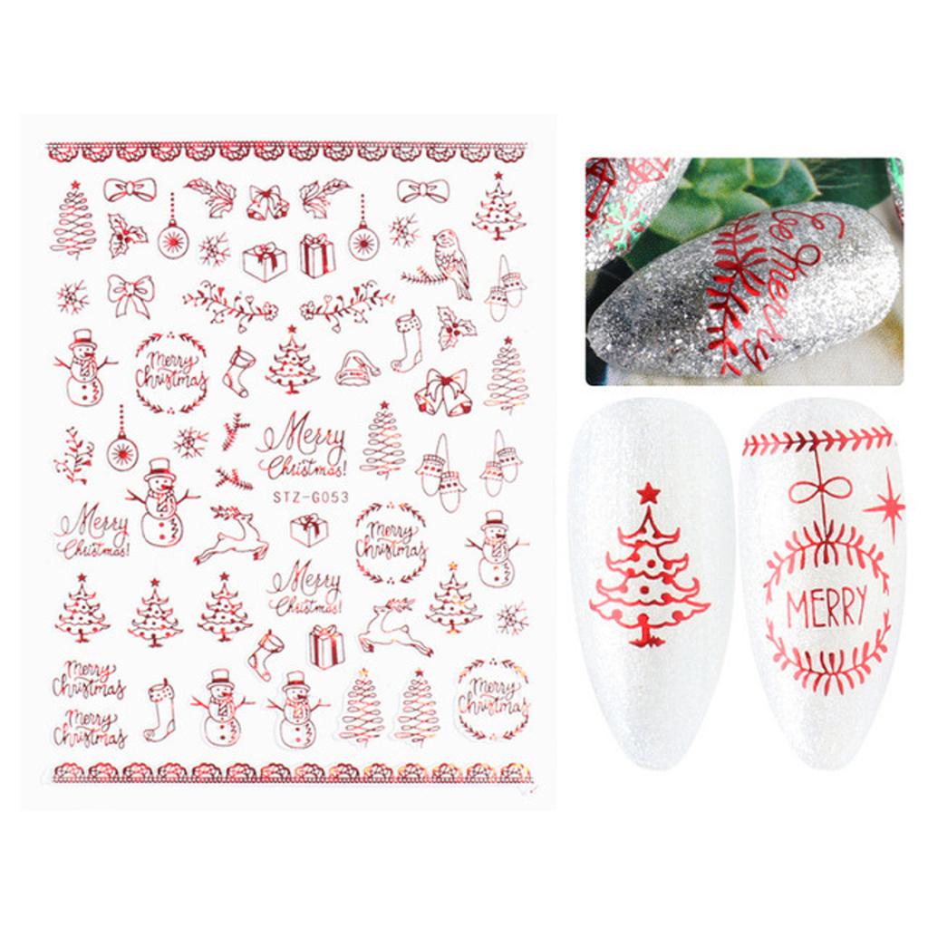 Nail Stickers Christmas Series Nails Red Elk Snowflake Tree 3D Nail Decals