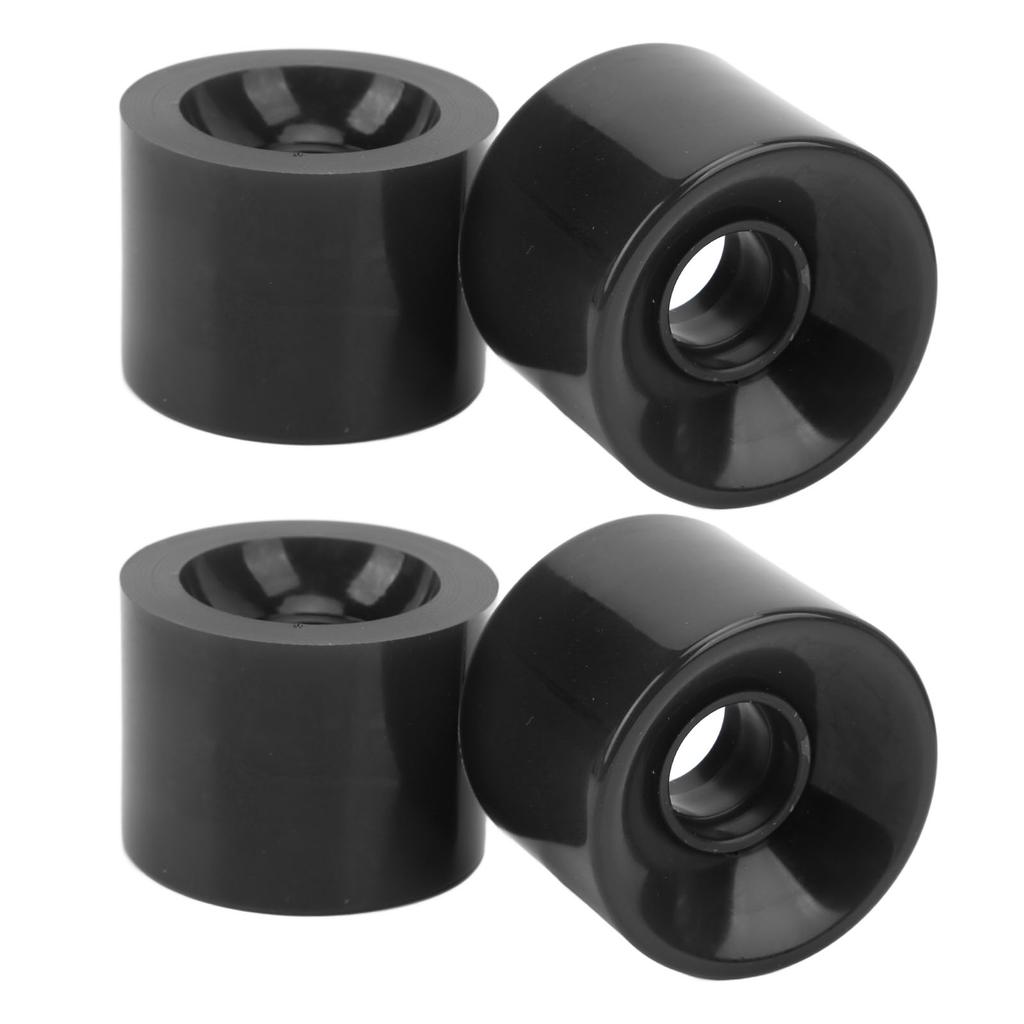 4PCS PU Skateboard Wheel Replacement Low Noise Multifunctional Land Surfboard Roller Casters Black