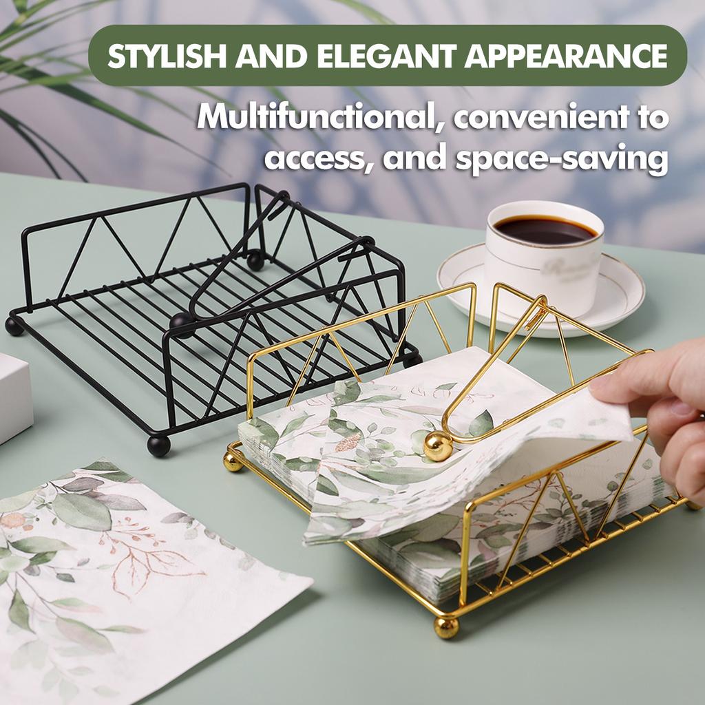 Iron Tissue Storage Holder Square Diamond Napkin Stand for Cafe Hotel Restaurant
