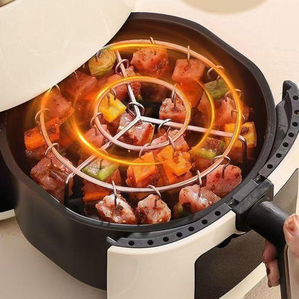 Stainless Steel Air Fryer Skewer Stand Heat-Resistant Barbecue Skewer Bracket Home Kitchen
