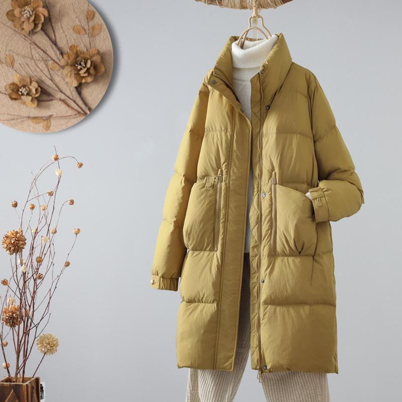 Winter down jacket women's medium and long small fashion 2024 autumn medium and thick Korean version of thin white duck down jacket tide