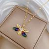 Colorful Bee Zircon Light Luxury Temperament Gorgeous Full Diamond Necklace Female Versatile Collarbone Chain Titanium Steel Chain