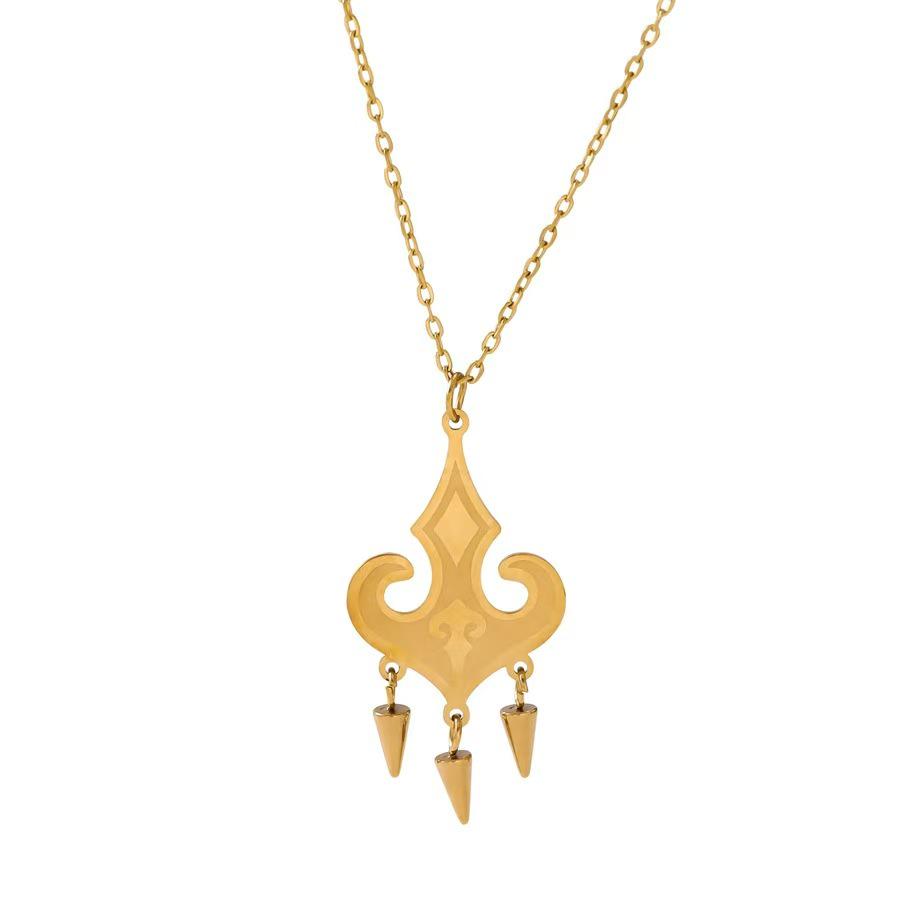 Iris Engraved Titanium Steel Tassel Cone Pendant Necklace - Versatile, High-End, Non-Fading Accessory.