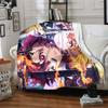 Powerful Demon Anime Flannel Blanket, Soft Polyester, Modern Design, All-Season for Camping, Travel, Gifts for holidays or birthdays