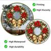 Creative Holiday Gifts Christmas Wreath Window Decals, Removable Stickers with Pine Cone Decorative PVC Wall Bow Berry Poinsettia, Waterproof