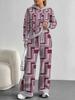 Square Splicing European, American Autumn and Winter Casual Long-sleeved Suit Women's Hooded Sweater Trousers Two-piece Set