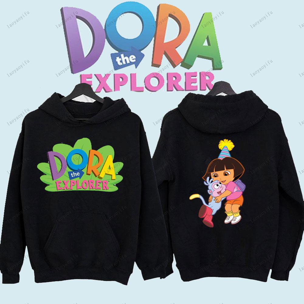 Dora The Explorer Cute Anime Cartoon Pullover Unisex Men's Sportswear for Autumn and Winter Tracksuit Streetwear Men