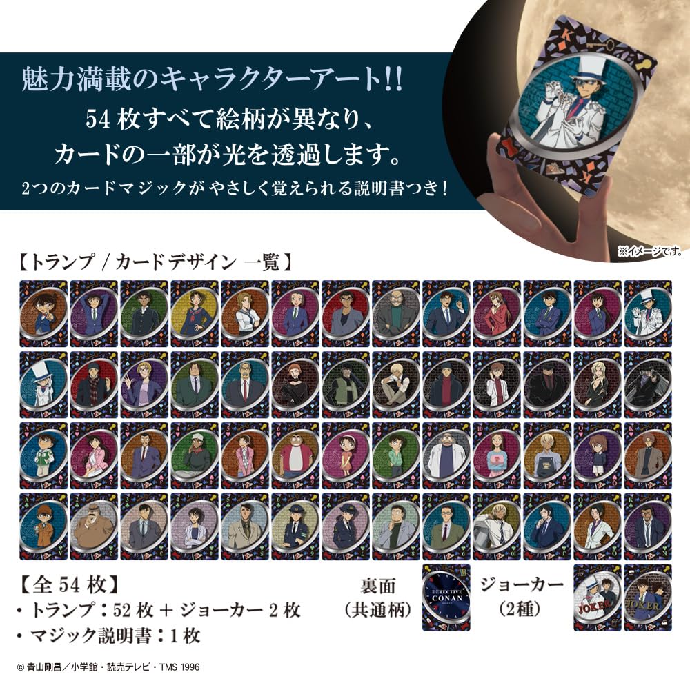 Tenyo Detective Playing Cards Parts of the Cards Translucent Playing 54 Cards with Different PVC Ages 6 and Up Conan/Crystal TTR-01, Translucent,