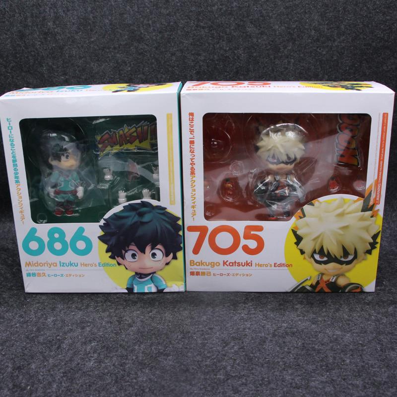 Anime My Hero Academia Nendoroid 705 Bakugou Katsuki & 686 MIDORIYA  IZUKU PVC Action Fiugre Collection Model Toys Boy Gift