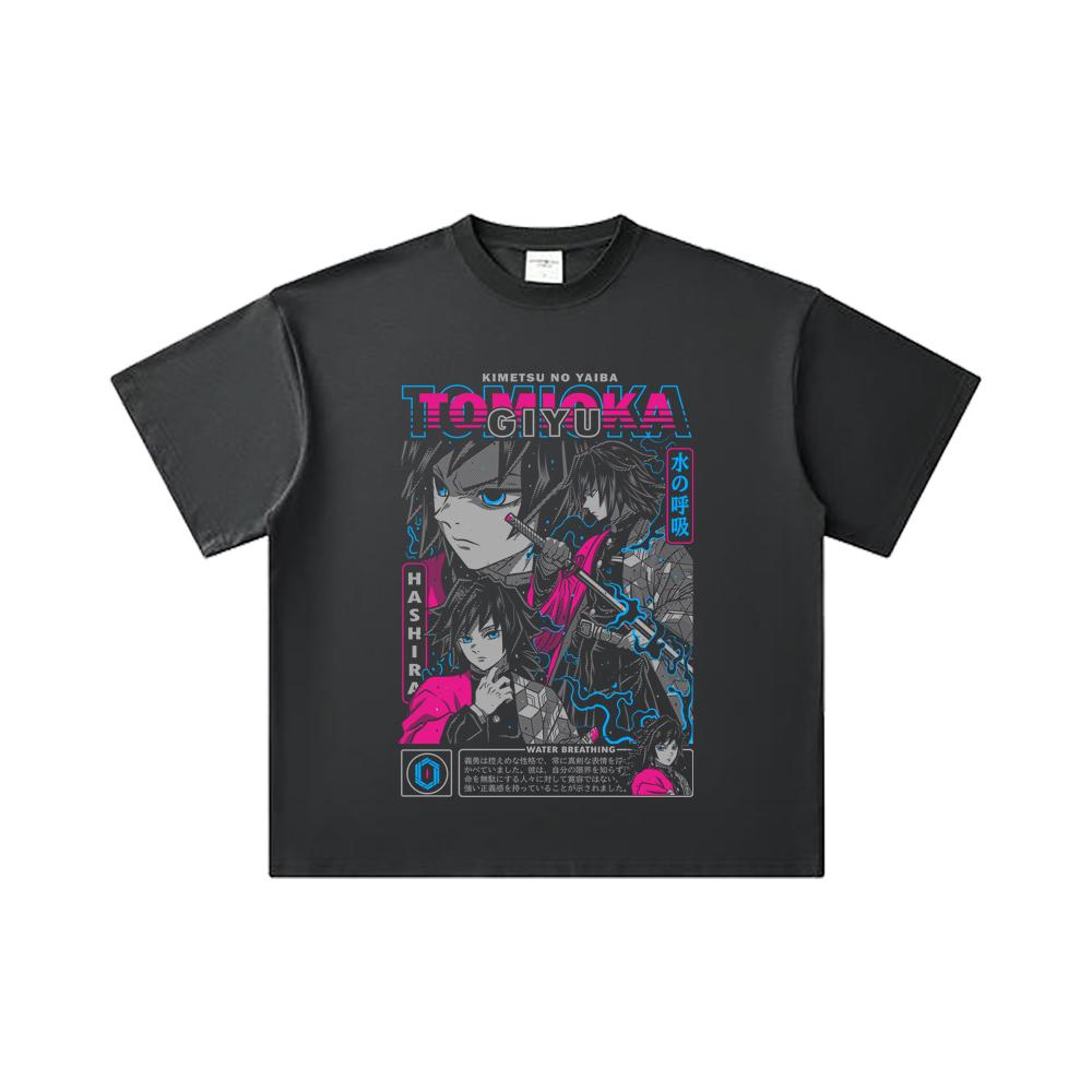 260 GSM Double Yarn 32 Count 100% Cotton Demon Slayer V10 Tomioka Print Unisex Heavy Cotton T Shirt