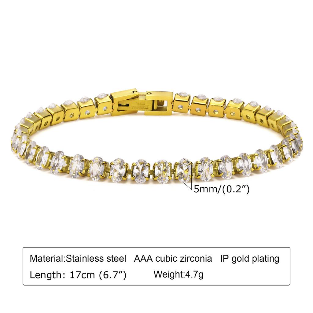 Stainless Steel Gold Green Zircon Stacked Bracelet Women, Titanium Steel Accessories Personalized Fashion Jewelry