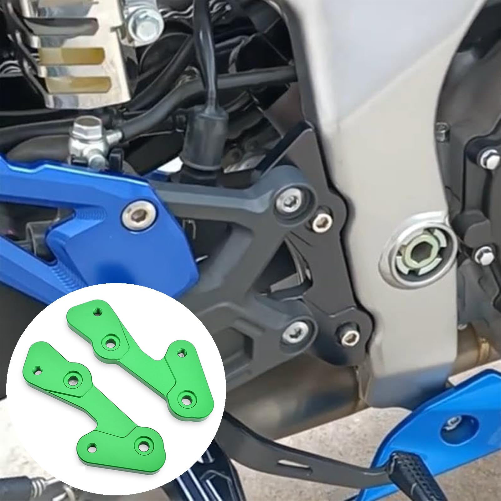 

Motorcycle Step-Up Bracket for Kawasaki ZX-25R (2020-2023), ZX-4R, and ZX-4RR (2023+) (Green)