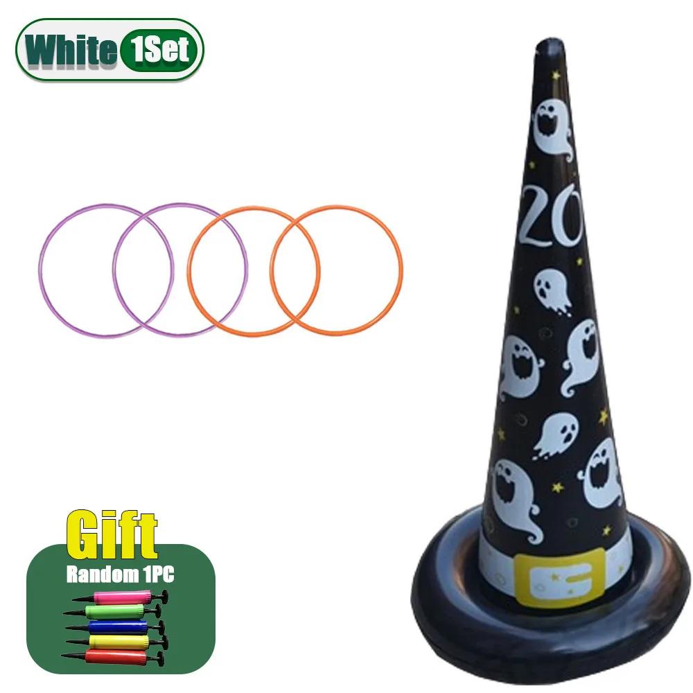 Outdoor Indoor Inflatable Witch Hat Ring Toss Game Halloween PVC Ice Cream Cone Style Interactive Toy for Kids Party Gift