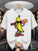 Cool Banana Men's Cotton TShirt Cartoon Banana with Fashion Glasses And Baseball Bat Print Pattern P