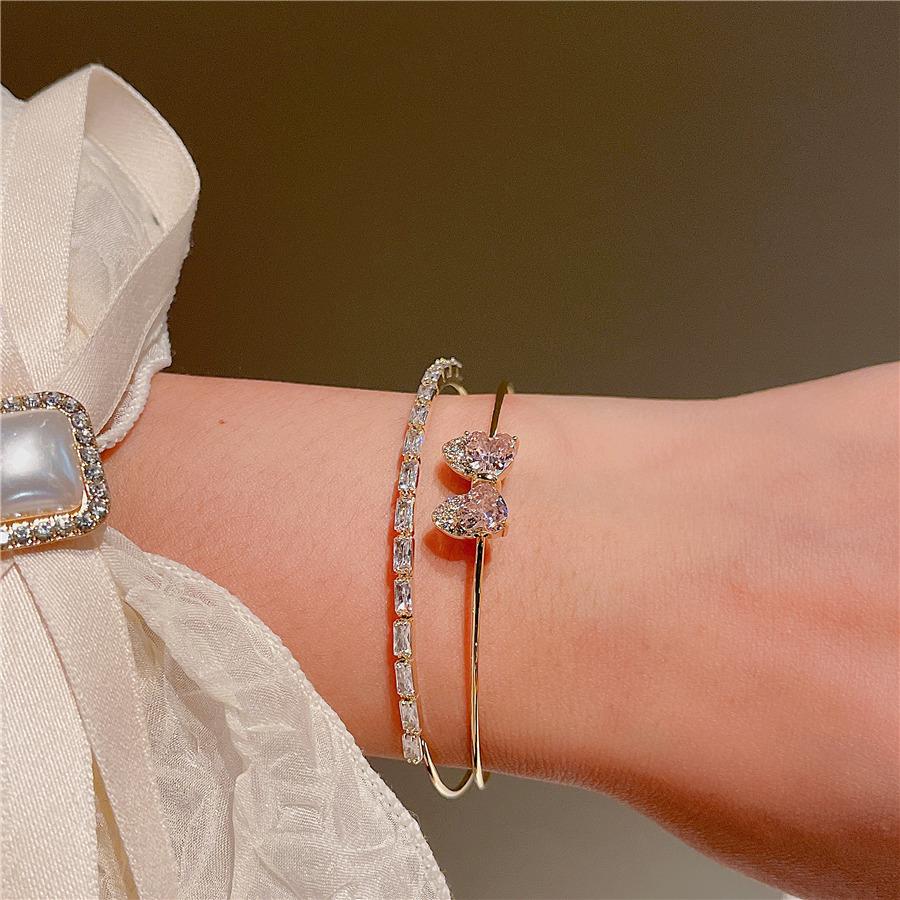 Super Fairy 14K Gold Pink Butterfly Bracelet Double Layer Extremely Fine Gold Plated Zircon Bracelet Bracelet Jewelry