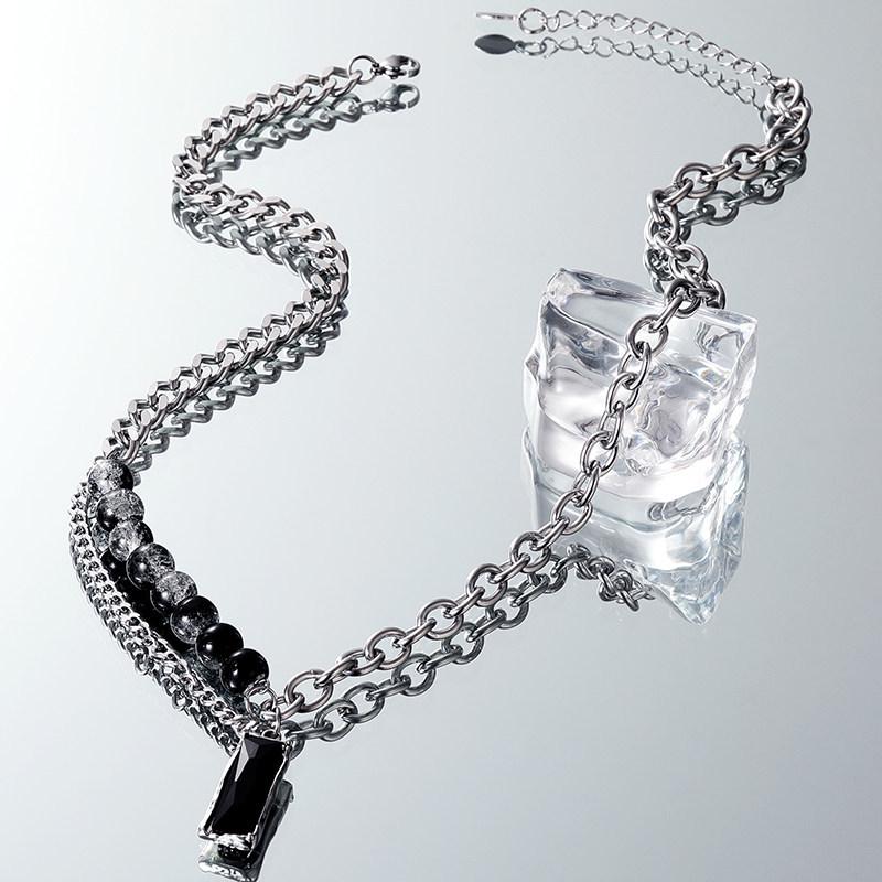 Trendy Men's Zircon Pendant Necklace – Light Luxury Sweater Chain Accessory