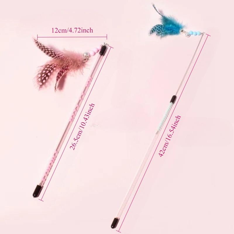 3pcs Cat Toys Feather Cats Sticks Retractable Handle Cats Toy Feather Interactive Cat Toys with Kitten Teaser Toy Pet Products