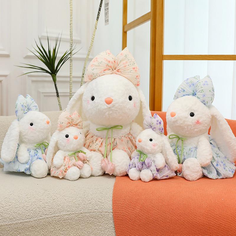 Tulip Butterfly Knot Flower Gauze Skirt Bunny Plush Doll With Filling Cotton