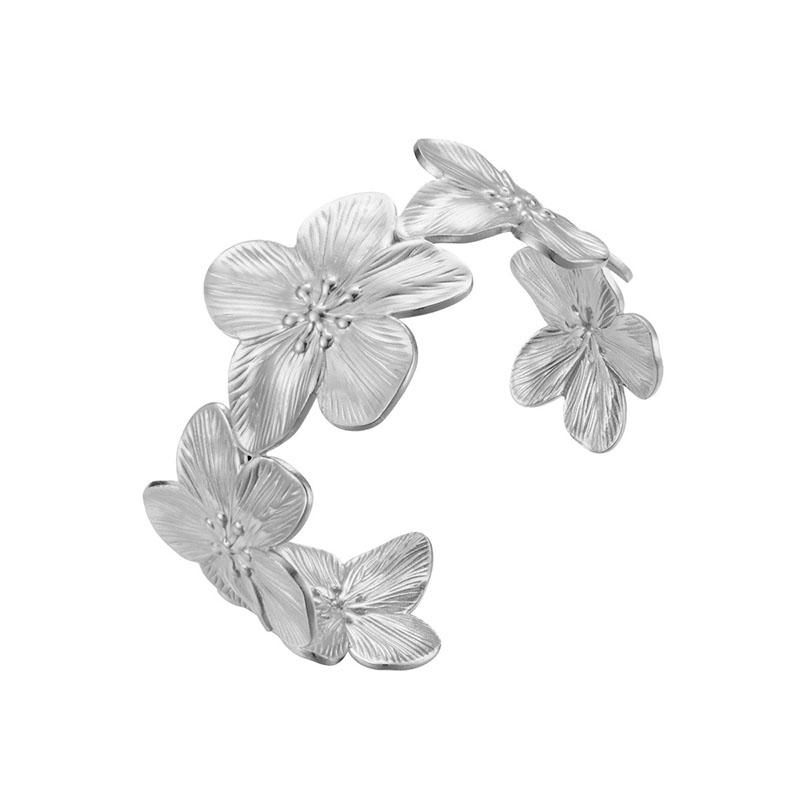 Vintage Flower Shaped Zircon Sets Women Choker Necklace Cuff Bracelet Stud Earrings Adjustable Rings Gold Silver Color Zircon