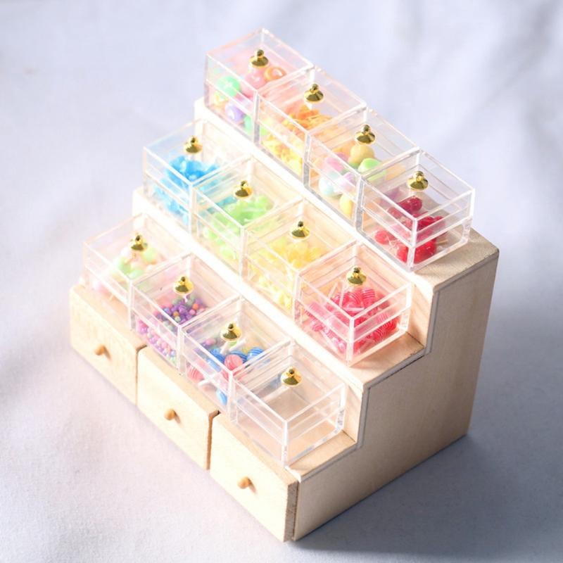 Miniature Supermarket Display Rack/Candy Container for Play House Mini Cabinet Dollhouse Accessory for Girls Pretend for