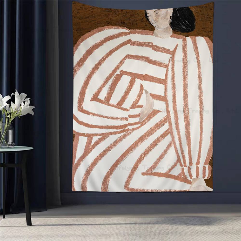 Abstract Figure Lines Stripe Girl Colorful Tapestry Cheap Hippie Wall Hanging Bohemian Tapestries Mandala Wall Hanging Sheets