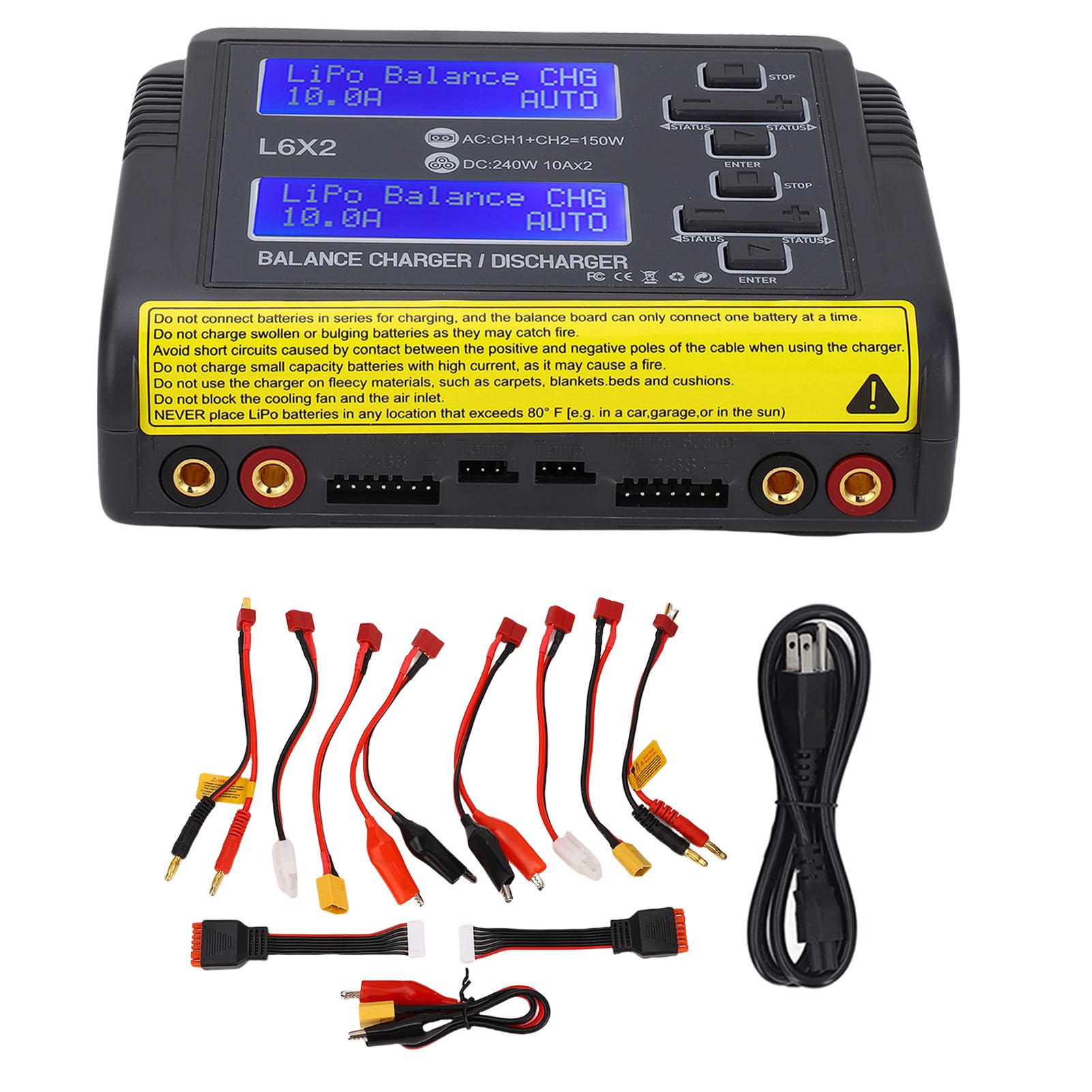 

Зарядний пристрій для LiPo акумуляторів Подвійний LiPo зарядний пристрій Зарядний пристрій для акумуляторів RC літаків Балансувальний зарядний пристрій Розряджання для LiPo, Li-Ion, LiFe, NiCd US PLUG