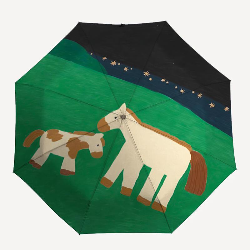 

1pc Horse Family Umbrella That Opens Closes Automatically Perfect Gift with a Convenient Folding Mechanism 30