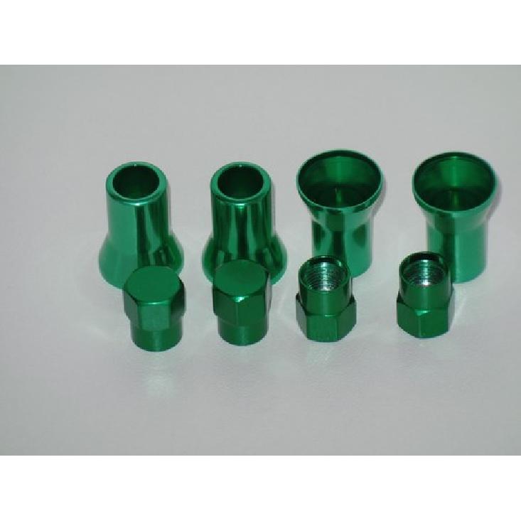 4 Kits TR 41 Chrome Green Color Snap-In Tire Valve Stems Short Black Rubber