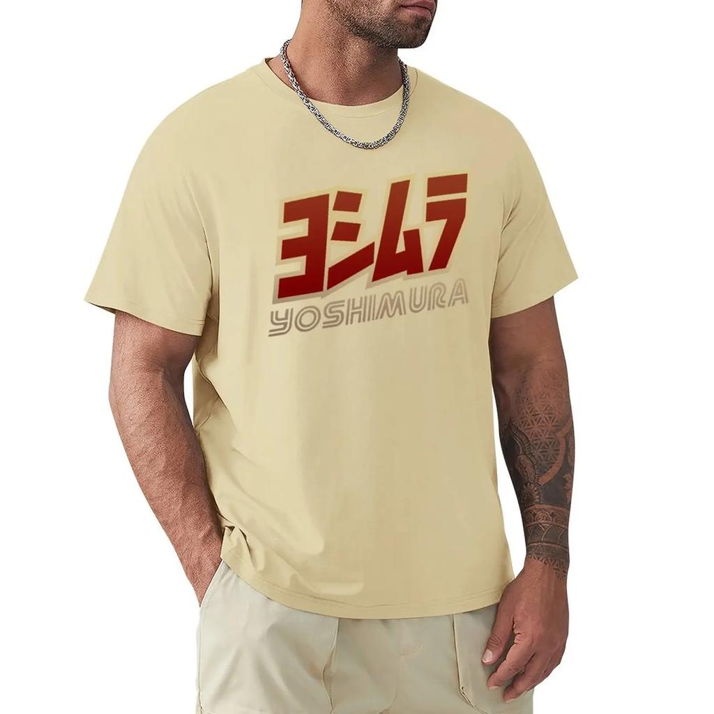 Mode Yoshimura T-Shirt Kurz Anime Kleidung Übergroßes T-Shirt Schwergewicht Kurzarm Herren Harajuku Grafik-Tees Anime Kleidung