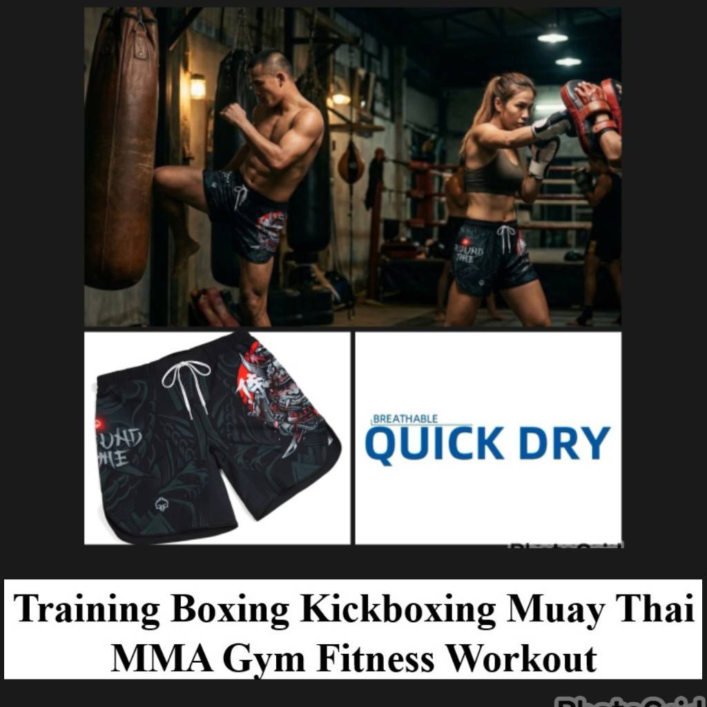 Print Shorts Samurai Japan Dämon Geist Dunkles Training Muay Thai Kickboxen Boxen MMA Unisex Fitnessstudio Fitness Training Schnelltrocknend Elastischer Bund