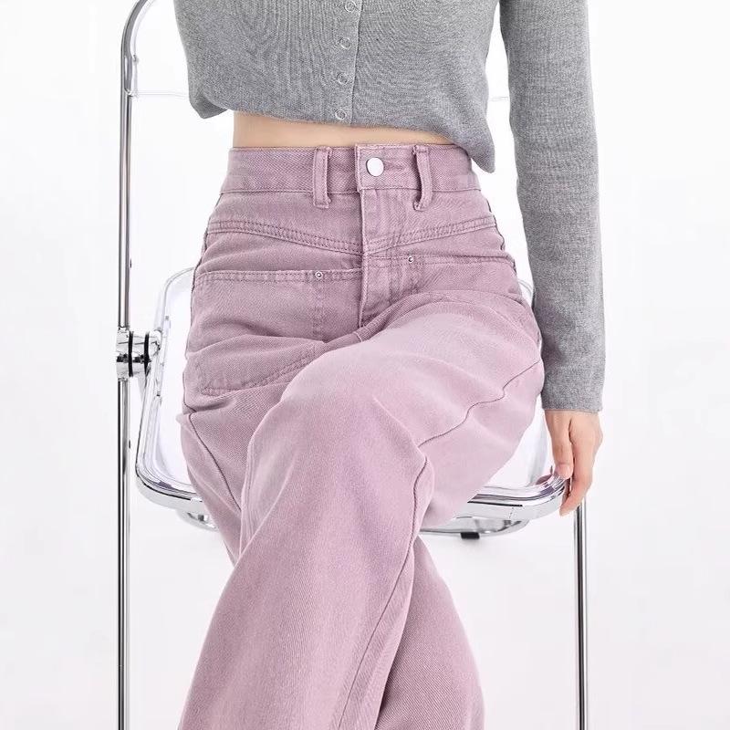 

Women s 2024 Fall/Winter Purple High-Waisted Slim-Fit Wide-Leg Jeans M