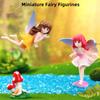 Kleine Feenfiguren Miniatur Gartenaccessoires , Geburtstagstortenaufsatz Blumentopf Heimdekoration Mädchen Fliegenflügel Figuren