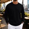 T-shirt da uomo a maniche lunghe con scollo morbido per uso casual quotidiano