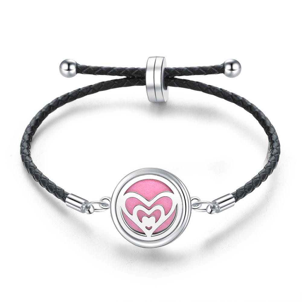 Women's Adjustable Braided Leather Aroma Diffuser Tree of Life Bracelet