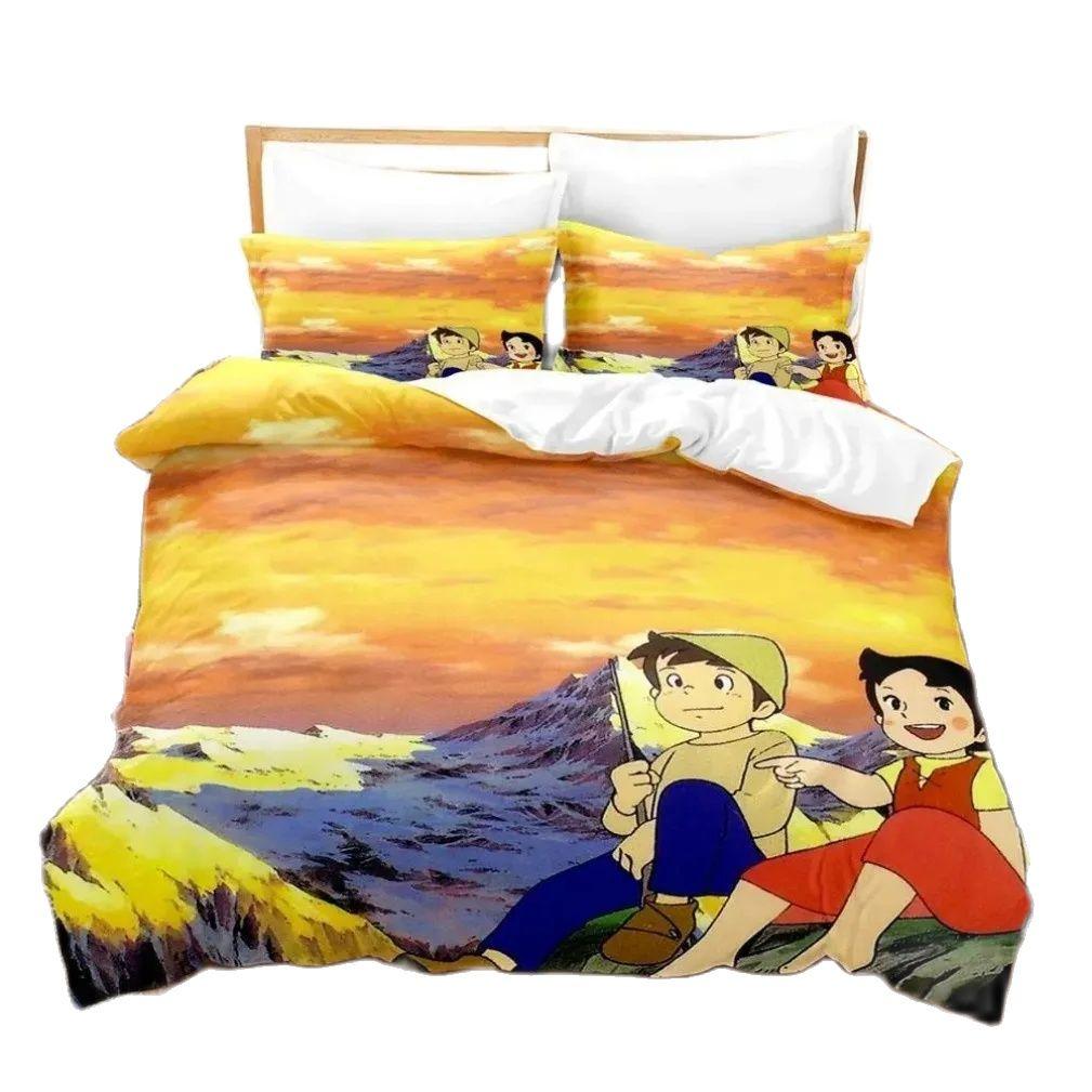 Ložní souprava Alpy, Ložní souprava Heidi Jednolůžko Twin Full Queen King Size, Kreslený potisk Přikrývka Dekorace ložnice