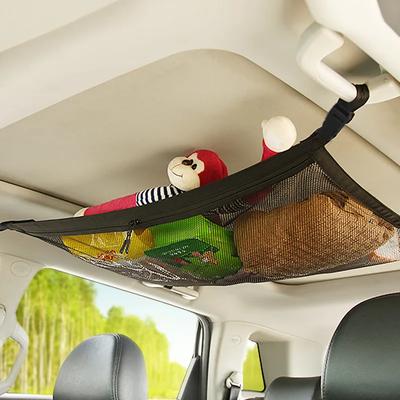 Car Ceiling Storage Net Pocket Roof Net Pocket Hanging Luggage Suspended Network Port Storage Bag Single Layer with Zipper