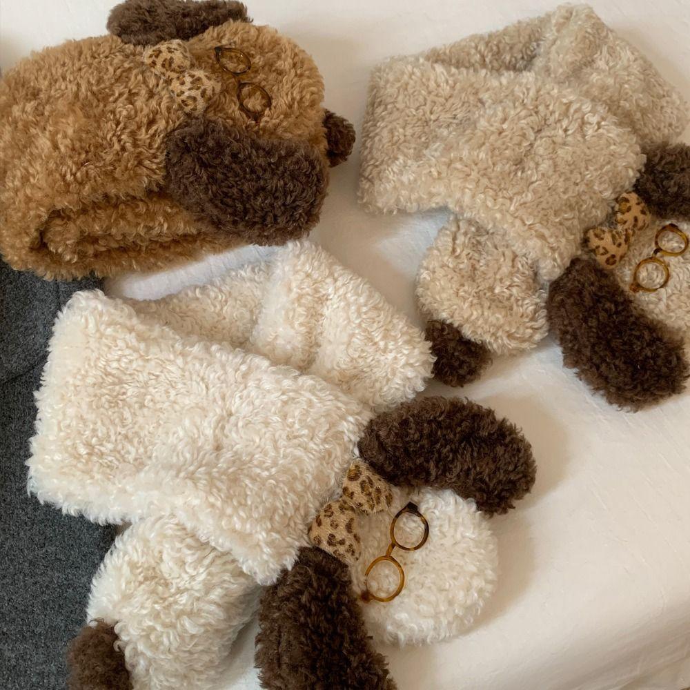 Dog Glasses Puppy Scarf Knitted Winter Cashmere Scarves Cute Plush Scarf Autumn Winter