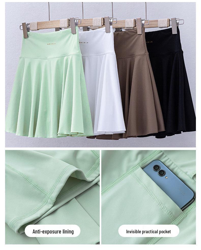 Women's Summer 2025 Tennis & Badminton Fitness Set: Yoga Short Sleeve, Running Skirt, & Chest Pad